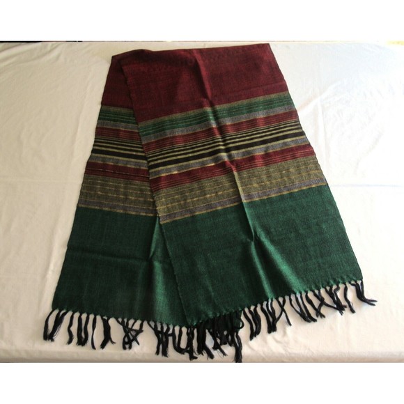Vtg Hand Woven Scarf Mackay Homecraft Studio Montreal Canada Wool Fringe 50's? - Picture 2 of 12